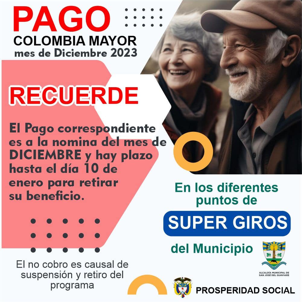 Pagos del Programa Colombia Mayor mes de diciembre